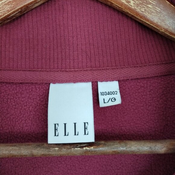 ELLE Women's Quarter Zip Fleece Sweater Large Pink Relaxed Fit - Picture 4 of 9